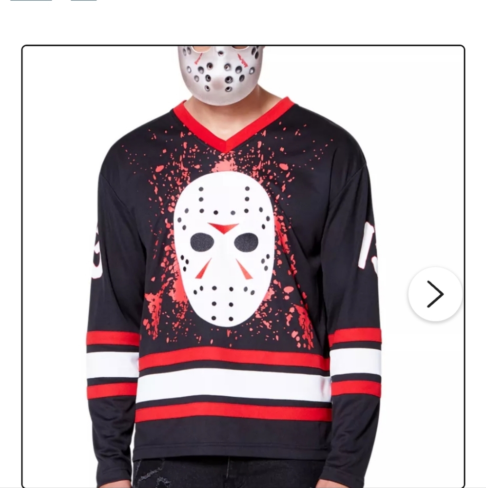 Jason Vorhees Friday The 13th Long Sleeve Slasher Hockey Shirt Sz Lg.  Bin-B